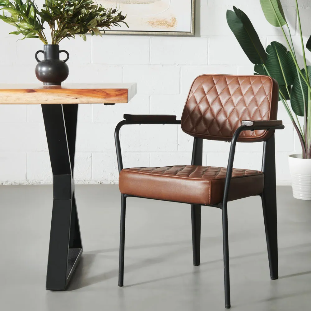 MARIANA - Brown Leather Dining Chair