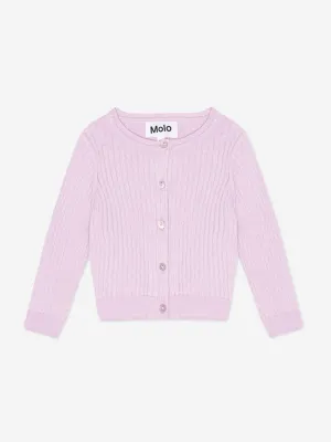 Molo Baby Girls Organic Cotton Cardigan in Purple