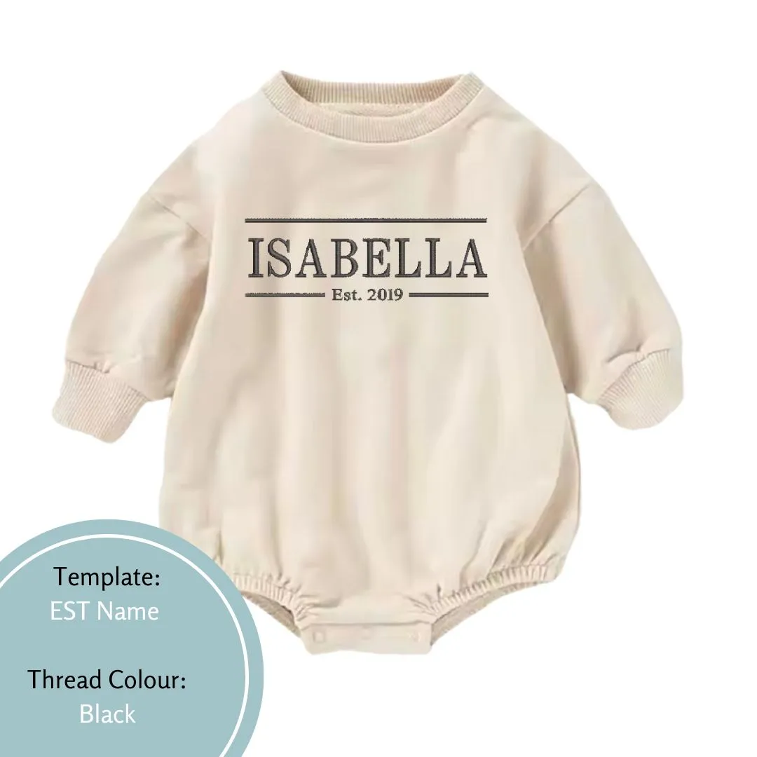 Personalised Name and EST Baby and Toddler Rompers