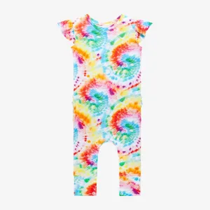 Posh Peanut Totally Tie Dye Ruffled Capsleeve Romper