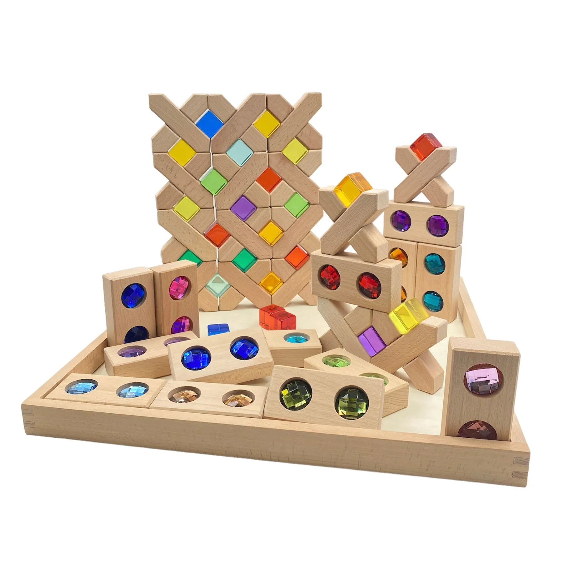 **Pre-order (Ships in 2-3 Weeks)**54 Pcs Combination Set with X-shape and Rectangular Gemmed Blocks and Lucite Cubes