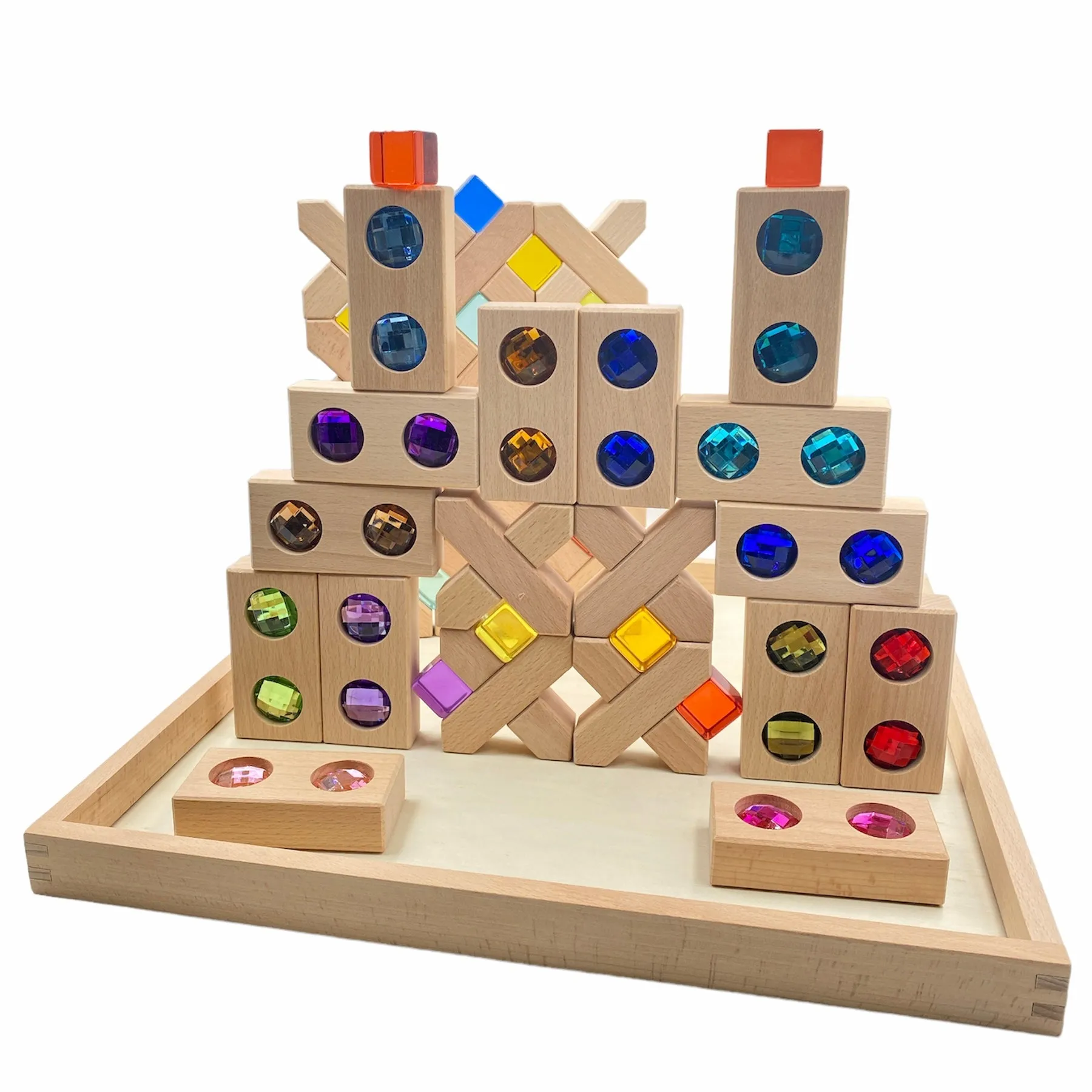 **Pre-order (Ships in 2-3 Weeks)**54 Pcs Combination Set with X-shape and Rectangular Gemmed Blocks and Lucite Cubes