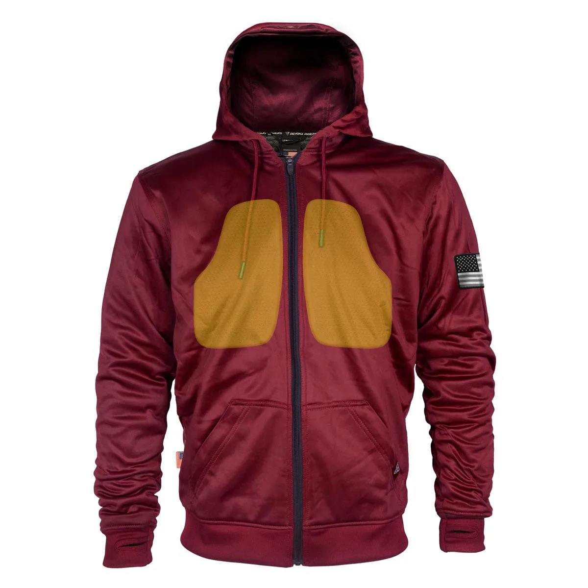 Red Maroon Solid Ultra Protective Hoodie with Pads