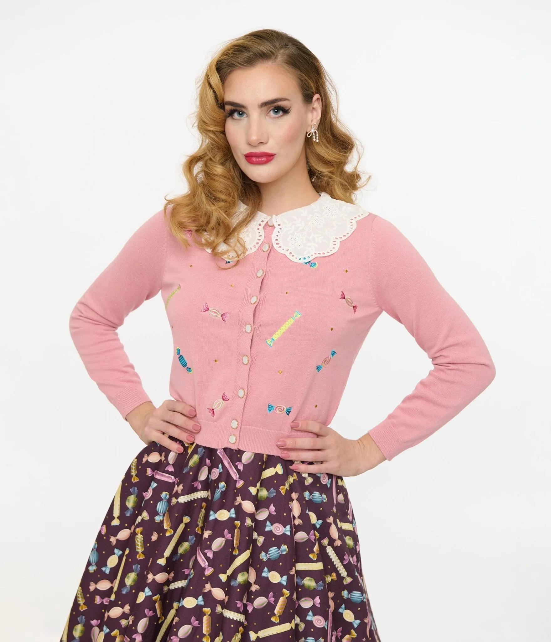 Royal Monk 1950s Pink Candy Cardigan