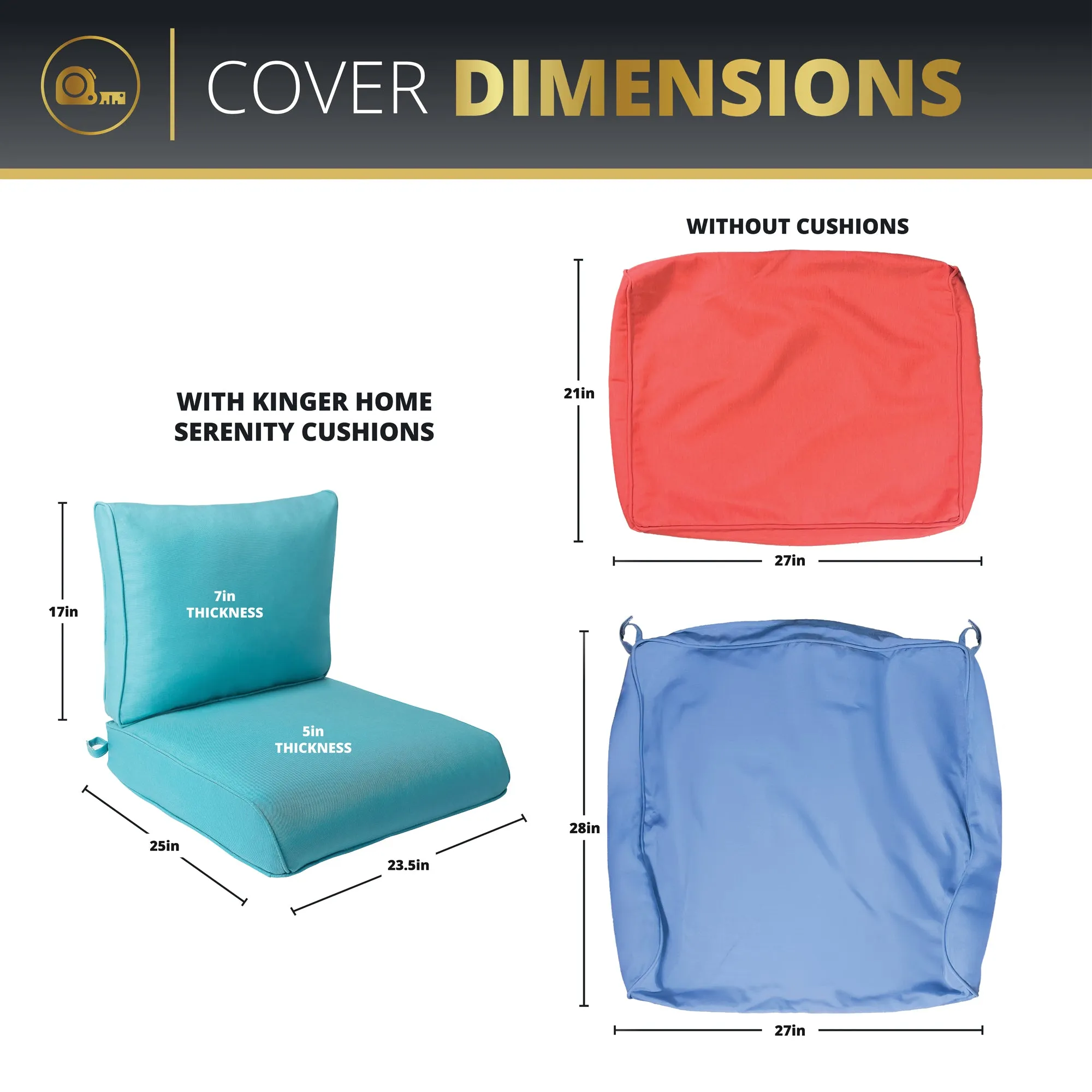 Serenity Seat Cushion Covers, Multiple Colors