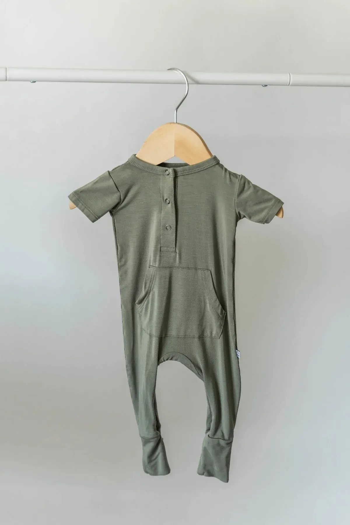 Short sleeve sage romper