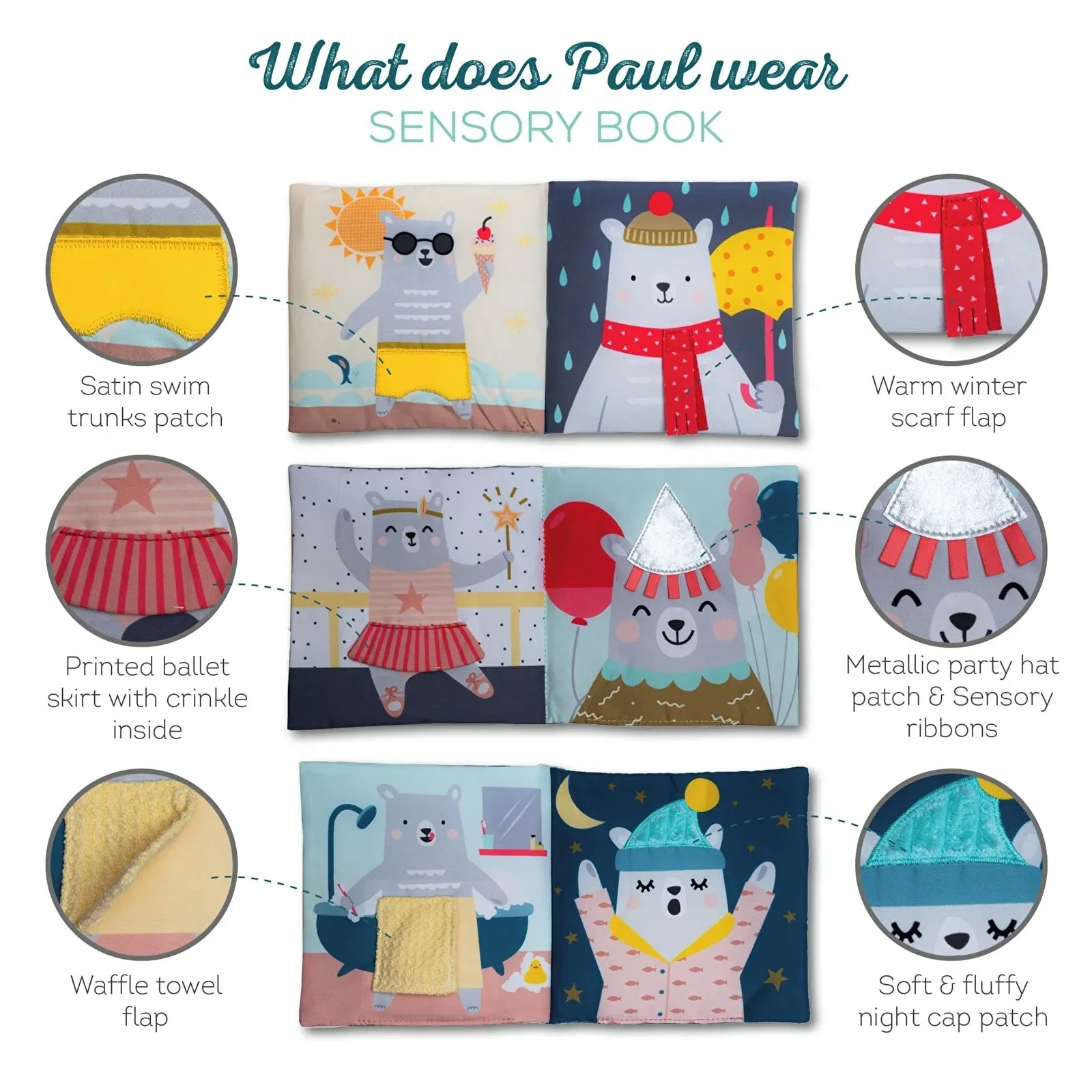 Taf Toys What Does Paul Wear? Book Blue Mix