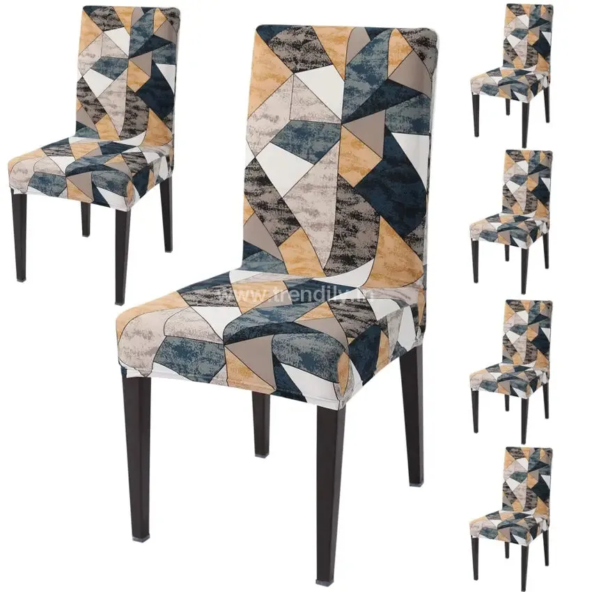 Trendily Premium Wrinkle-Free Stretchable | Washable Printed Chair Covers, Tringle (CC-076)