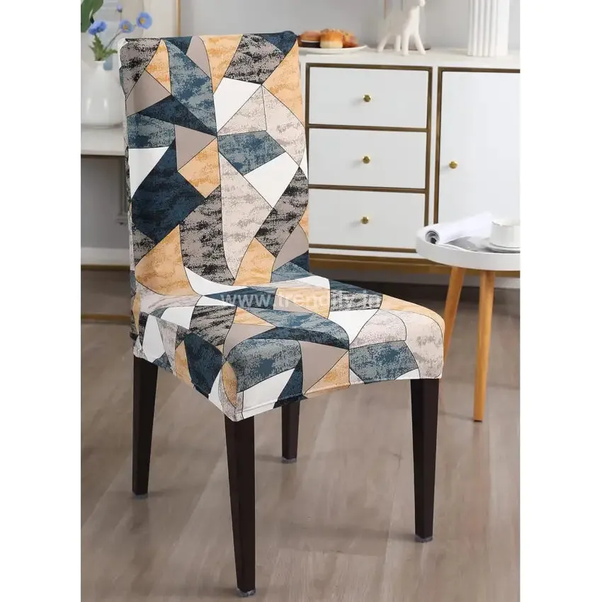 Trendily Premium Wrinkle-Free Stretchable | Washable Printed Chair Covers, Tringle (CC-076)