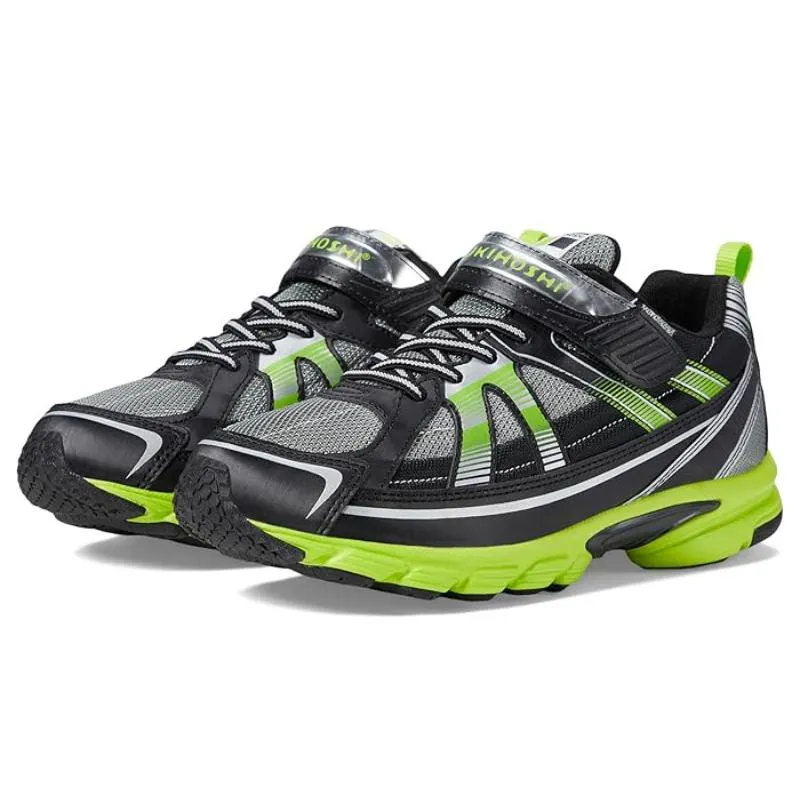 Tsukihoshi Storm Boys Black Lime Running Shoes - Lightweight, Machine Washable Sneakers for Big Kids & Toddlers