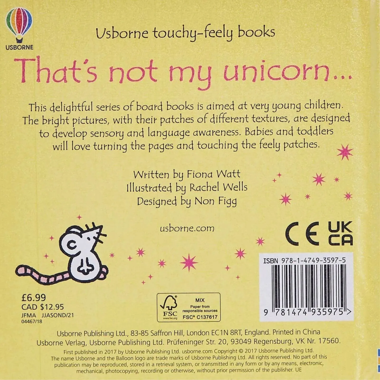 Usborne That's Not My Unicorn Board Book Yellow