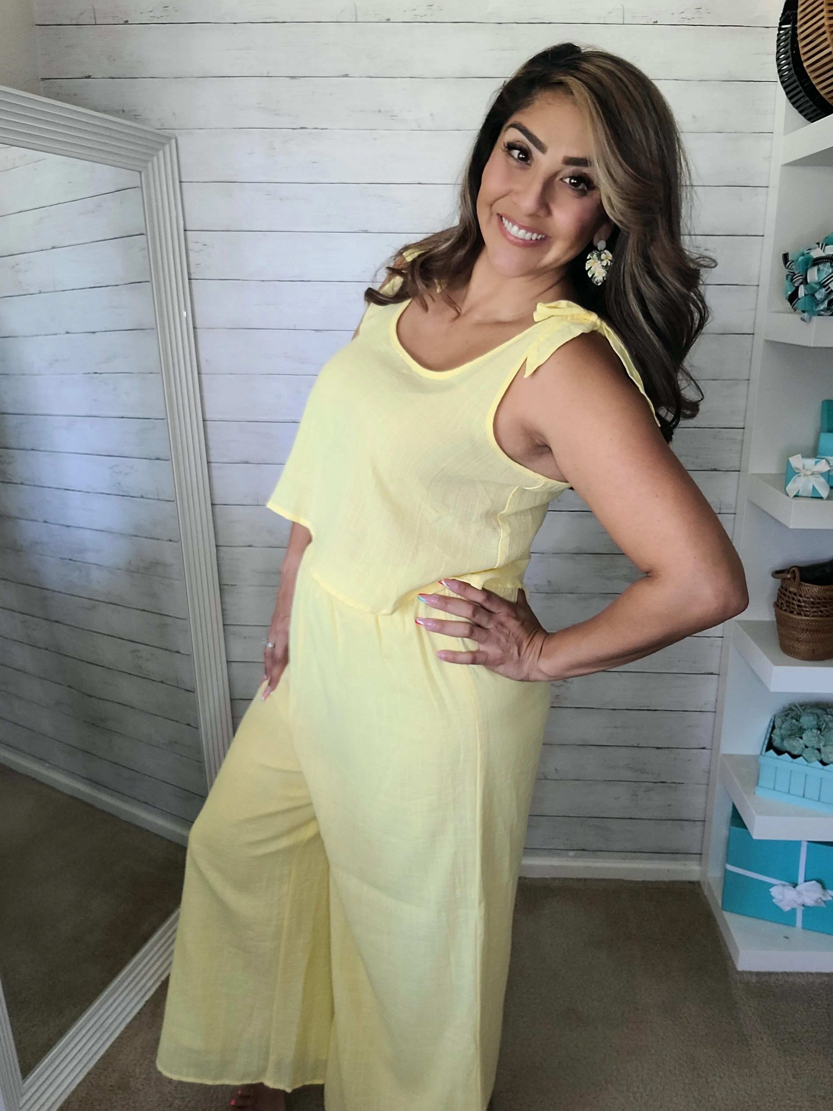 Woven Mellow Yellow Top and Pant Set